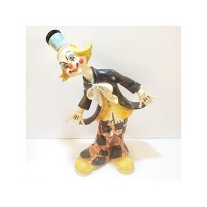 Vintage Italy Resin 9 inch Tall  Bowing Clown Circus Act Figure Figurine Statue